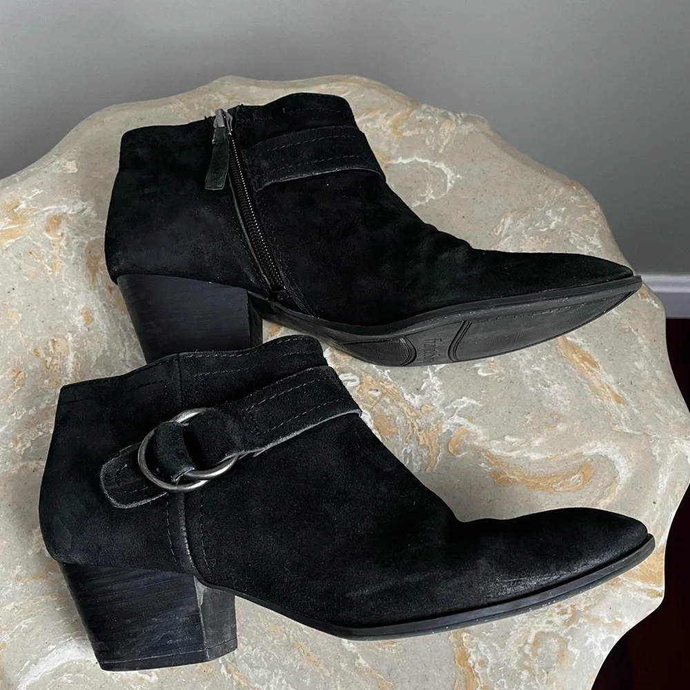 Franco Sarto Women’s 8 Gabriella Black Ankle Booties Boots Buckle